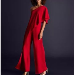 Adrianna Papell Flutter One Shoulder Jumpsuit